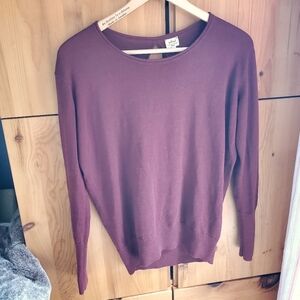 Aritzia Wilfred Dark Plum Open Back Silk Blend Sweater size XS